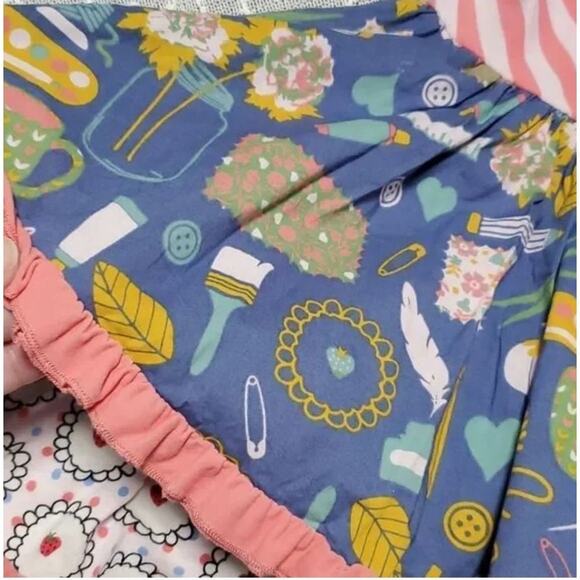 Matilda Jane Girls Size 4 Work of Heart Dress Pink Blue Ruffle Chevron Gorgeous, - Picture 4 of 7